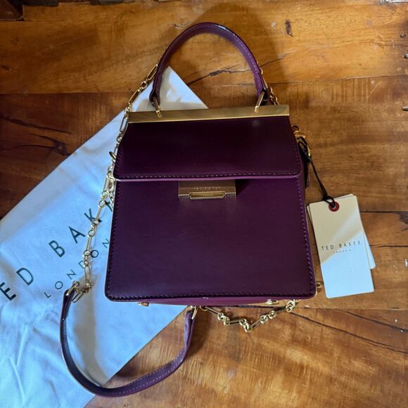 Ted Baker Isa Leather Satchel Crossbody Burgundy Bag - Picture 13 of 13